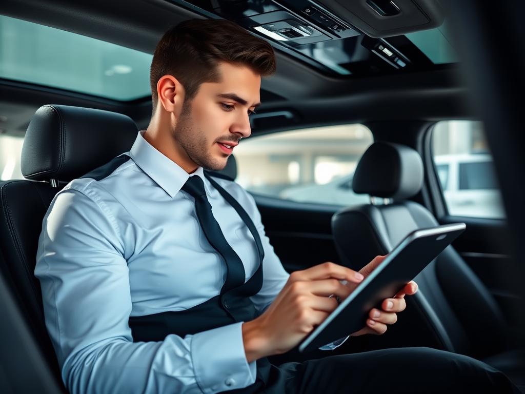 Chauffeur tracking flight information on tablet for pearson airport pickup chauffeur tracking flight information on tablet for pearson airport pickup