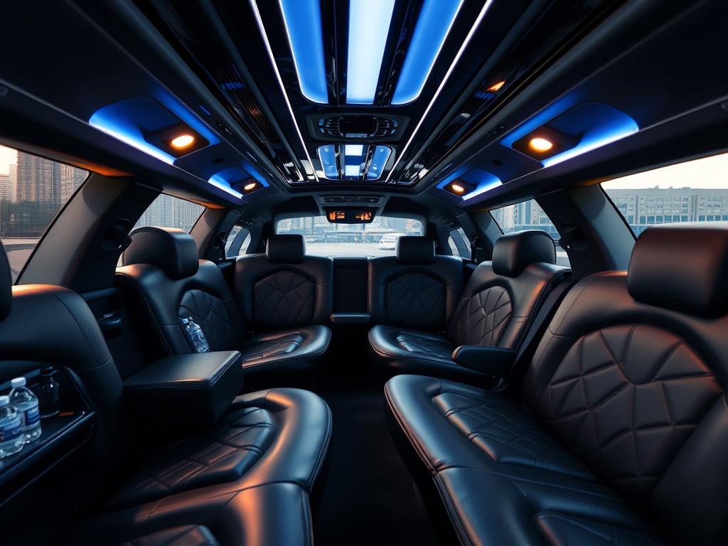 luxury airport limo interior showing comfortable seating for toronto airport transfers