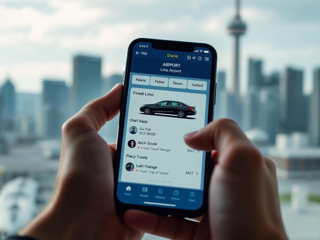 person booking airport limo service toronto on smartphone